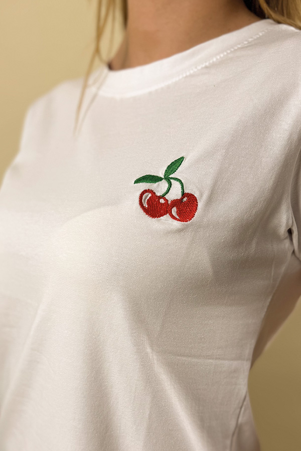 Tshirt blanc cerise