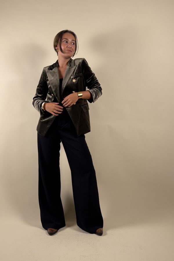 Blazer velours ras Kaki