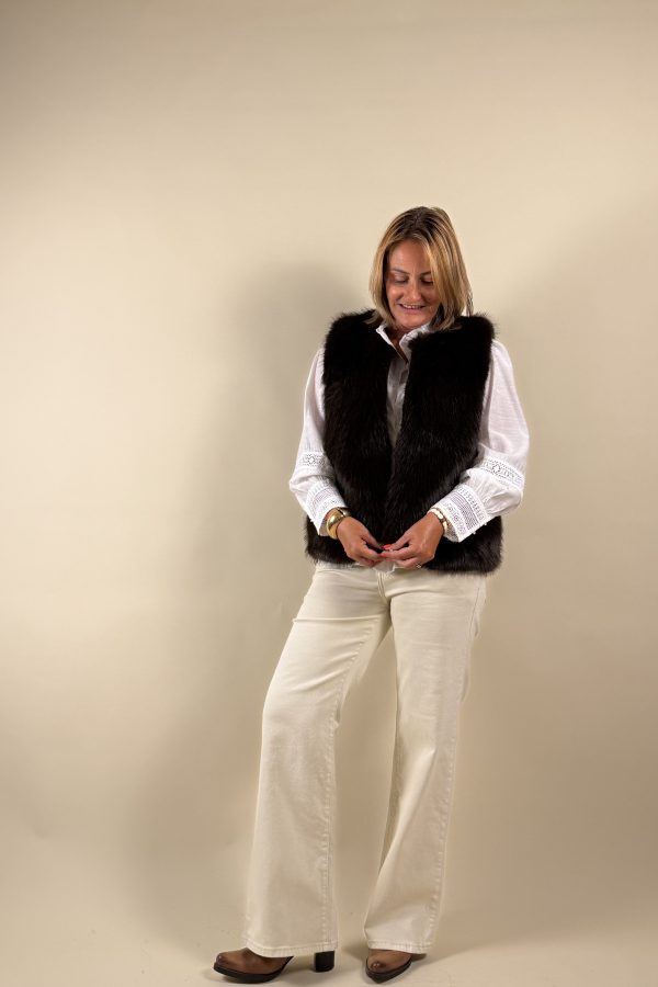gilet sans manches fourrure