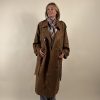 Long trench en daim marron