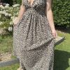 robe longue léopard dos croisé