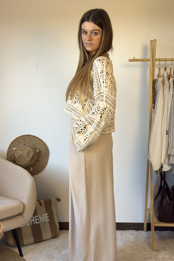 Pull Candice Beige – Crochet Bohème Chic In April 1986