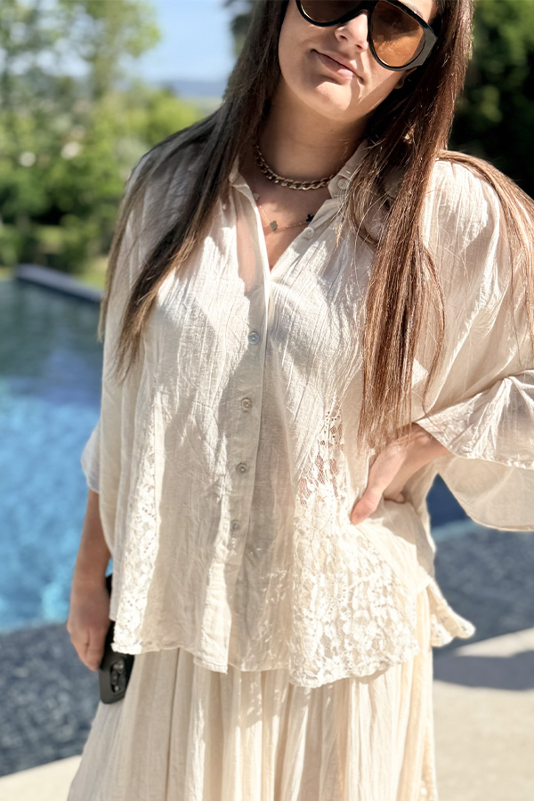 Ensemble Noa Beige – Robe et Chemise Bohème Chic