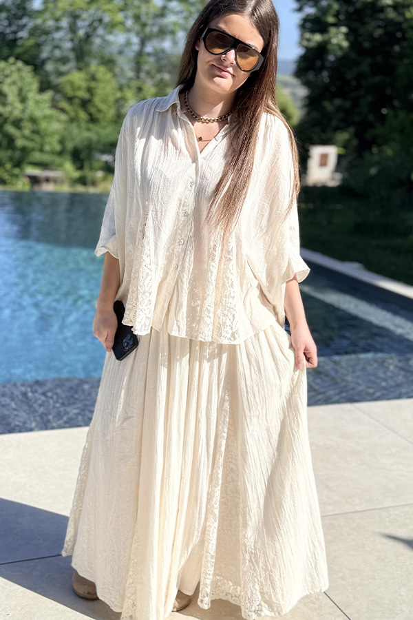 Ensemble Noa Beige – Robe et Chemise Bohème Chic