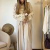 pantalon large beige