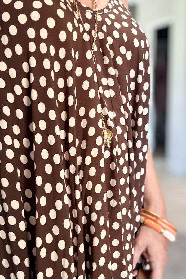 robe a pois marron courte a bride