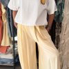 pantalon fluide jaune femme