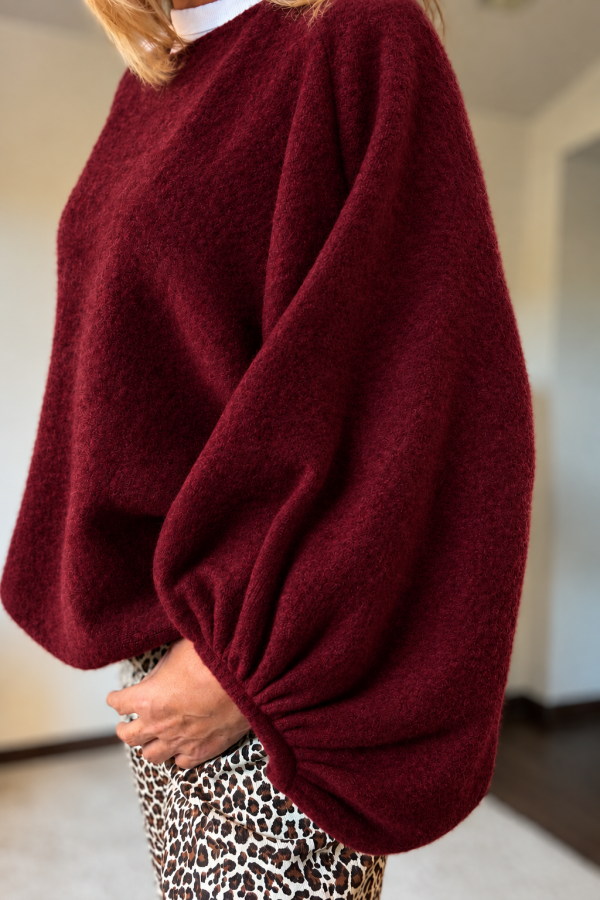 pull bordeaux ample alpaga