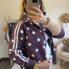 Gilet Balina bordeaux à pois femme