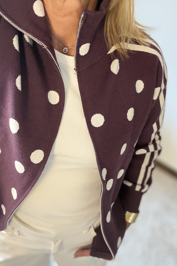 Gilet Balina bordeaux à pois femme