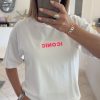 T-shirt Iconic blanc oversize imprimé rose