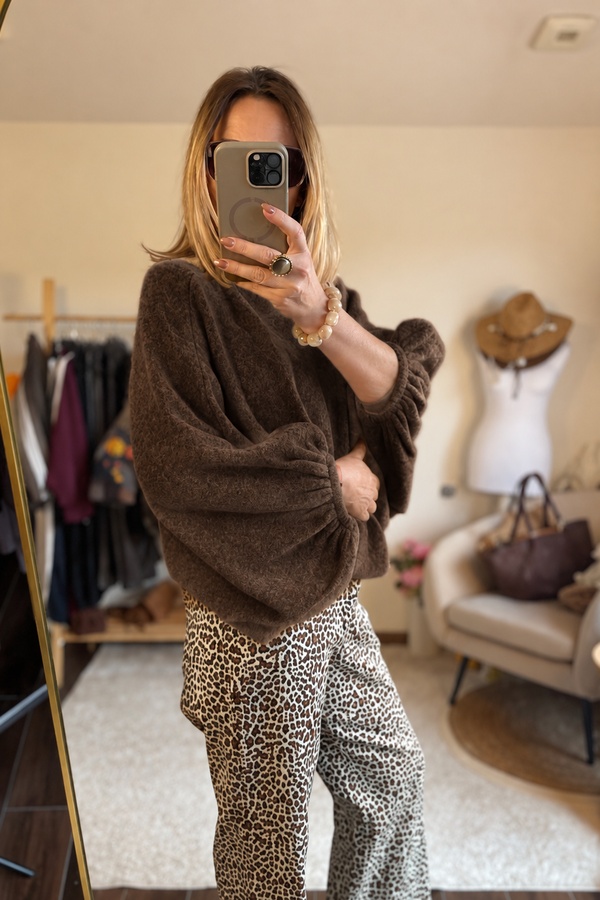 pull alpage maille marron chocolat