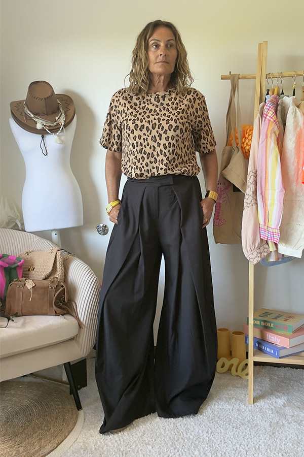 Pantalon Mybel noir large femme à pinces
