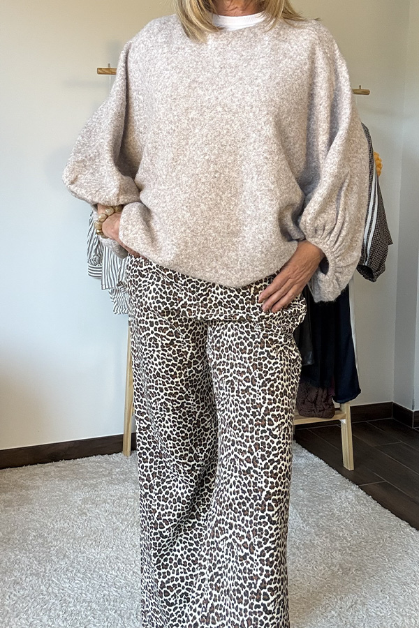 pull manches bouffantes beige