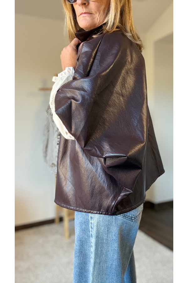 veste bordeaux simili cuir