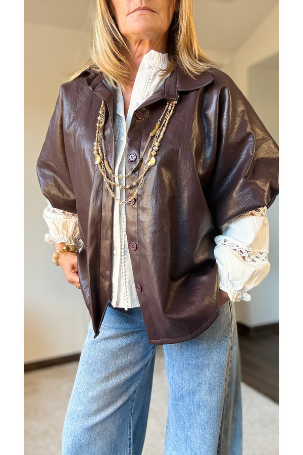 veste bordeaux simili cuir
