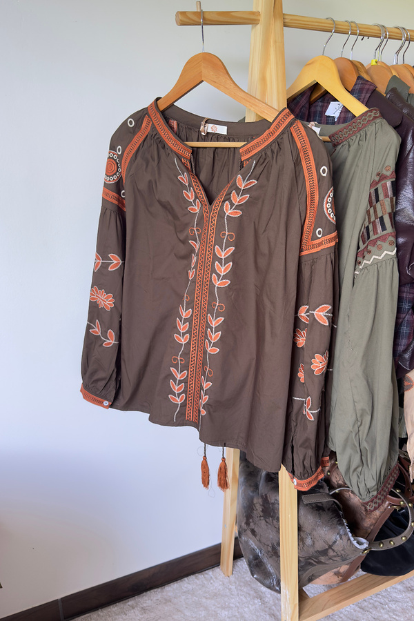 blouse bohème brodée femme