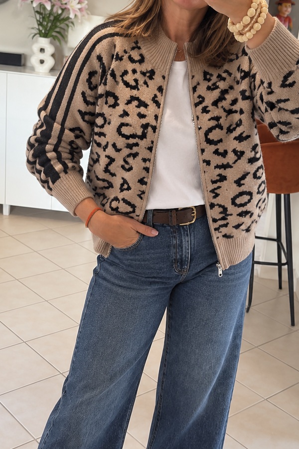 Gilet laine léopard