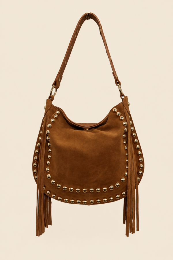 Alternative view of Sac Hobo Kaki ou Camel- Cuir & Daim Grande taille