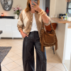 sac cuir et daim camel à franges femme