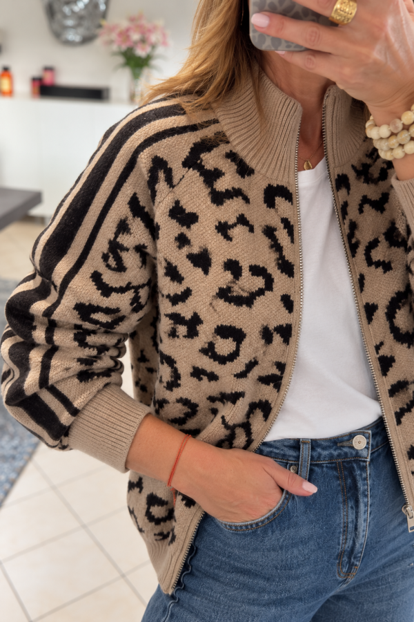 Gilet laine léopard