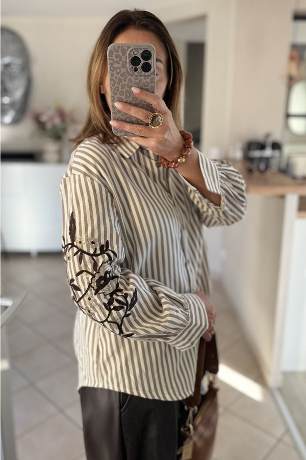 chemise rayée brodée femme