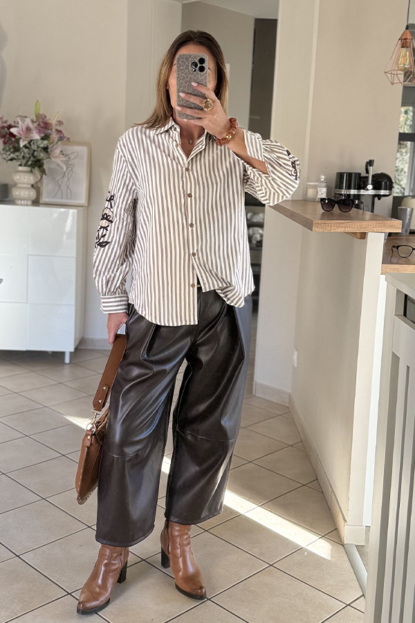 chemise rayée brodée femme