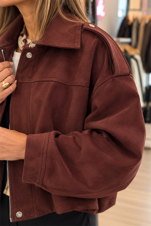 blouson suédine bordeaux femme