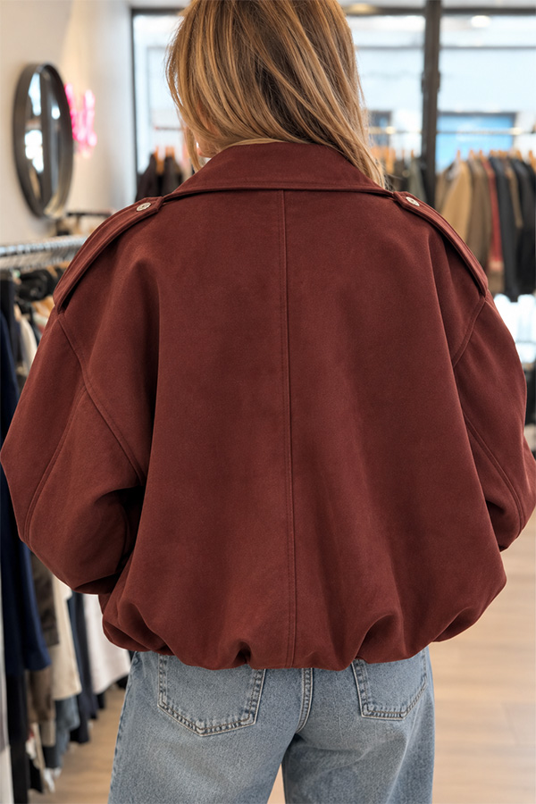 blouson suédine bordeaux femme