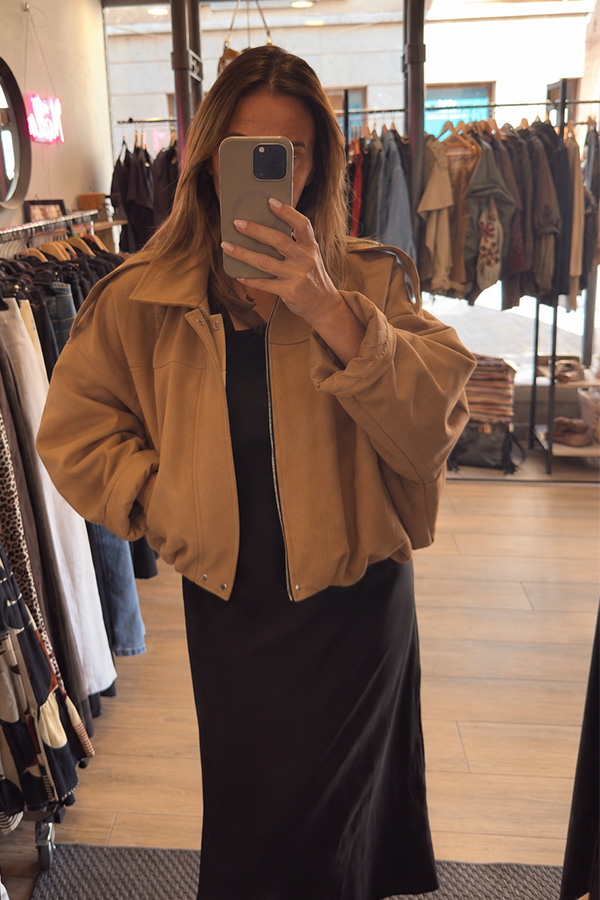 blouson suédine camel femme