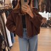 blouson suedine marron chocolat